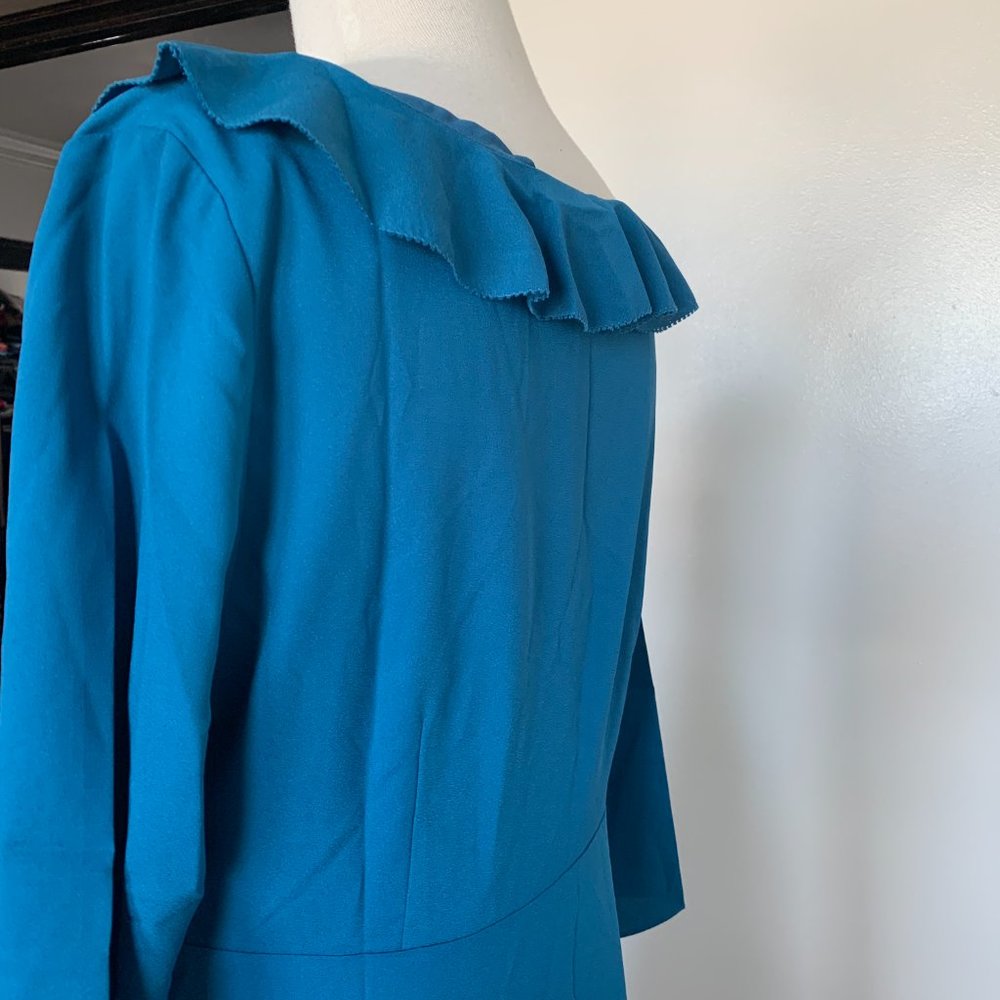 COOPER + ELLA Blue V-neck Ruffle Dress medium - Picture 5 of 6
